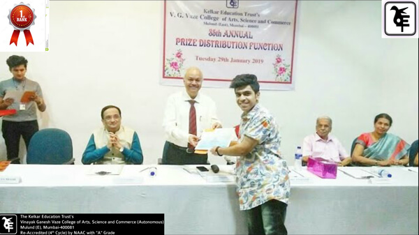 95%- B.M.M.- BACHELORS IN MASS MEDIA Vinayak Ganesh Vaze Academic Excellence Awards